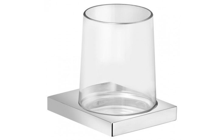 KEUCO EDITION 11 držák se skleničkou, jednoduchý, nástěnný, chrom/sklo