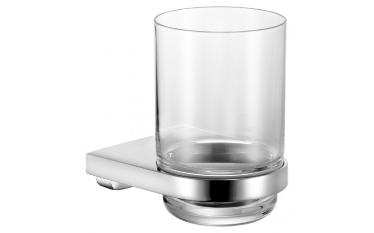 KEUCO MOLL držák se skleničkou, jednoduchý, nástěnný, chrom/sklo