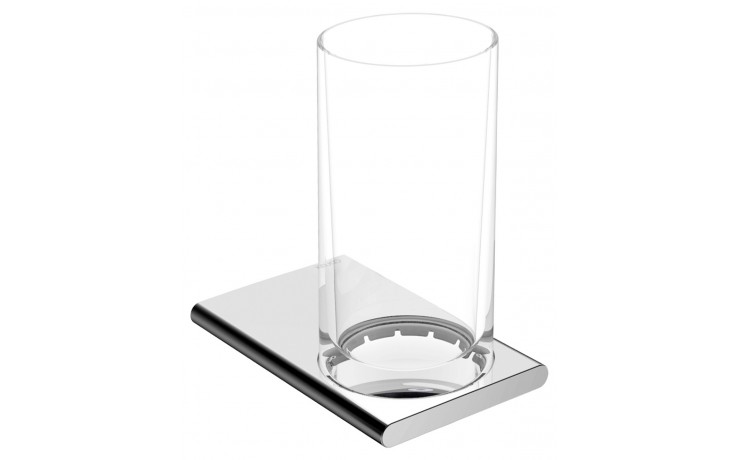KEUCO EDITION 400 držák se skleničkou, jednoduchý, nástěnný, chrom/sklo