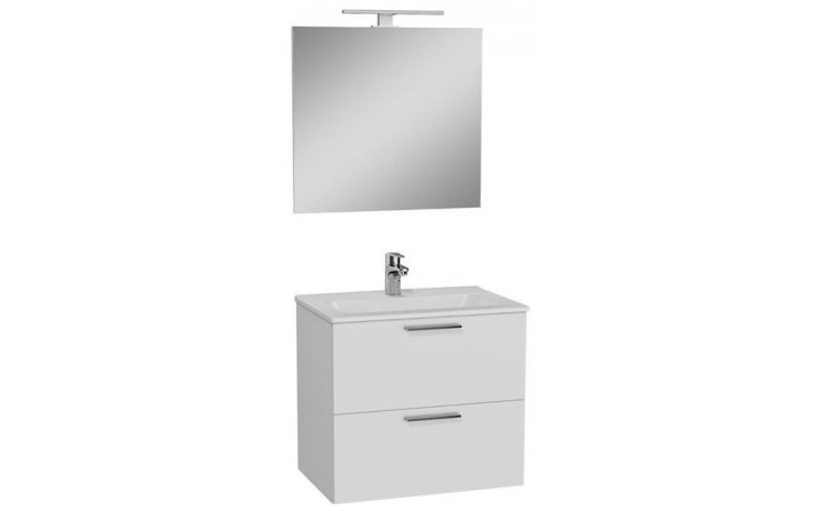 EASY PLUS nábytková sestava 795x408x595mm, skříňka se 2 zásuvkami, umyvadlo, zrcadlo a LED osvětlení, bílá