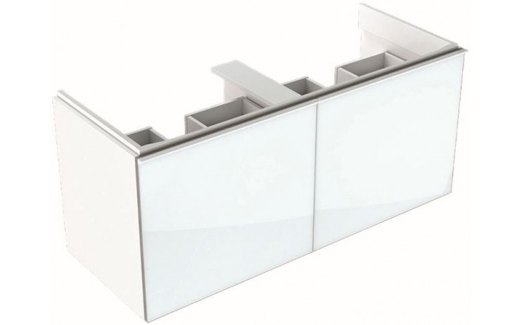 GEBERIT ACANTO skříňka pod dvojumyvadlo 1190x535x476mm, závěsná se 2 zásuvkami, dřevotříska/sklo, bílá 