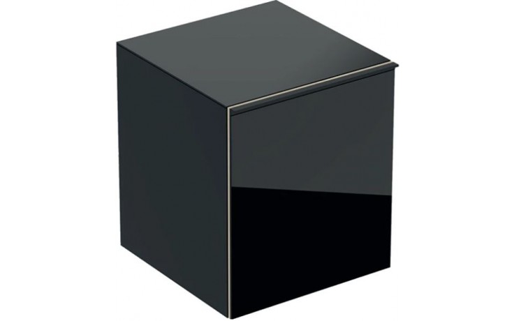 GEBERIT ACANTO boční skříňka 450x476x520mm, závěsná, s jednou zásuvkou a vnitřní zásuvkou, dřevotříska/sklo, černá