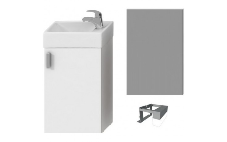 JIKA PETIT nábytková sestava 386x221x585mm, skříňka s umývatkem, zrcadlo, osvětlení, bílá/bílá