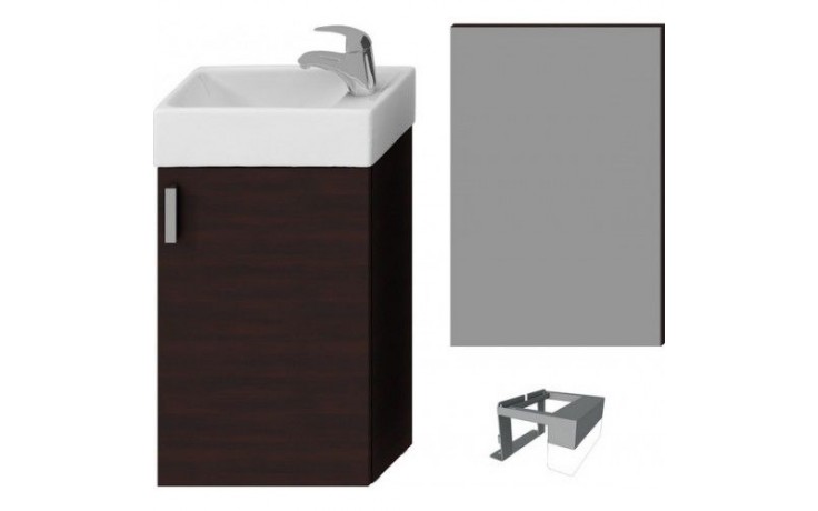 JIKA PETIT nábytková sestava 386x221x585mm, skříňka s umývatkem, zrcadlo, tmavý dub/tmavý dub