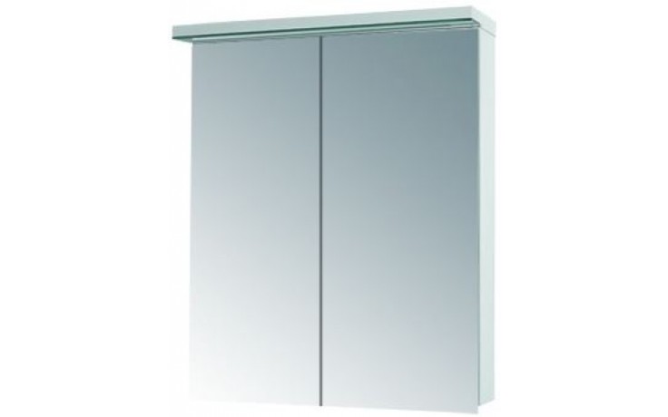 DŘEVOJAS ASTON GA2OE 60 zrcadlová skříňka 60x76,5x21 cm, osvětlení, s vypínačem a el. zásuvkou, lamino, lesklá bílá
