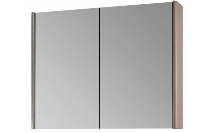 DŘEVOJAS ENZO GA2OE 80 zrcadlová skříňka 80,6x74,1x15,3 cm, osvětlení s regulací stmívání, s vypínačem a el. zásuvkou, lamino/MDF, vysoce lesklá béžová