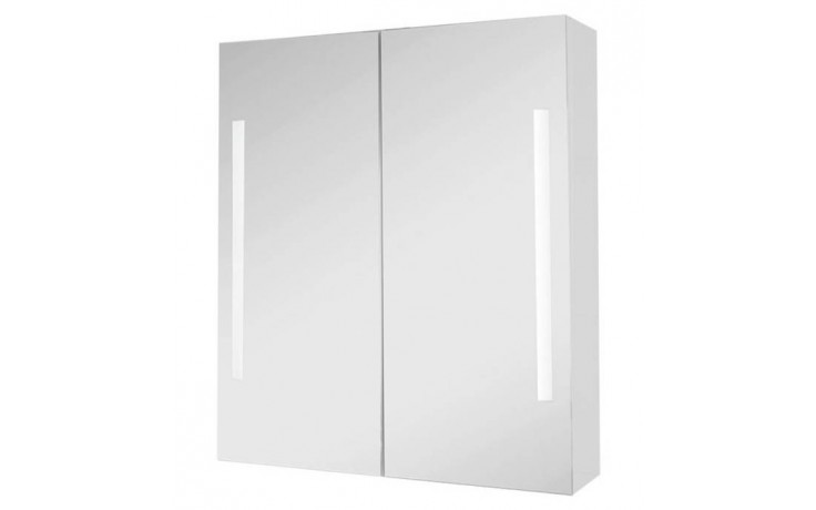 EDEN VERTIGO zrcadlová skříňka 60x70x15,2 cm, osvětlení, s vypínačem, lesklá bílá