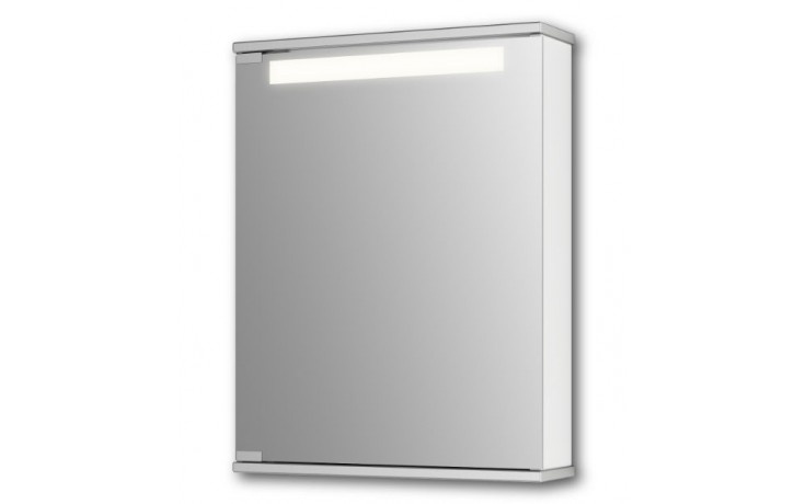 JOKEY CENTO 50 LS zrcadlová skříňka 50x65x14 cm, osvětlení, s vypínačem a el. zásuvkou, MDF/dřevo, aluminium/bílá