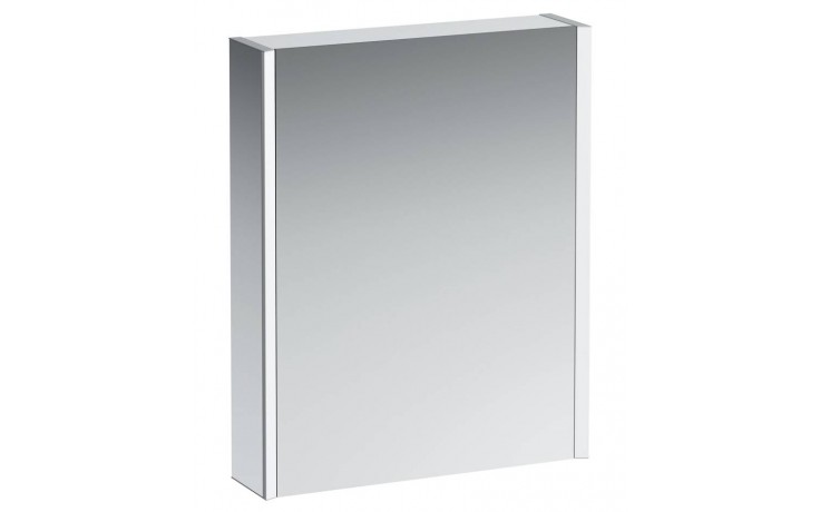LAUFEN FRAME 25 zrcadlová skříňka 60x75x15 cm, osvětlení, s vypínačem a el. zásuvkou, panty vpravo, hliník, zrcadlo