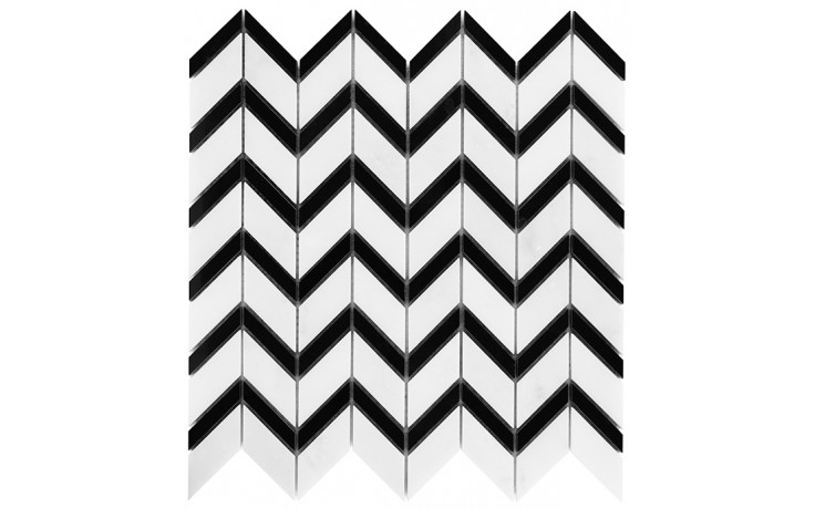 DUNIN BLACK & WHITE mozaika 30,5x30,5(5,1x1,3, 5,1x3,2)cm, lesk, white/black