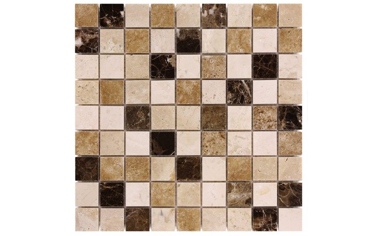DUNIN TRAVERTINE + EMPERADOR mozaika 30,5x30,5(3,2x3,2)cm, lesk, beige