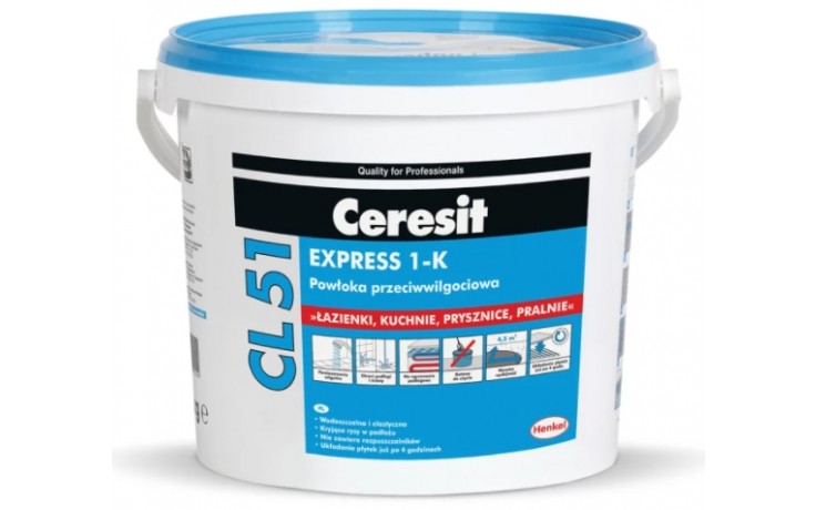 CERESIT CL 51 EXPRESS 1-K jednoslozková hydroizolace 15kg, elastická, šedá