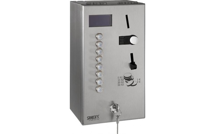 SANELA SLZA02M mincovní automat 165x132x300mm, pro sprchy, na zeď, antivandal, nerez