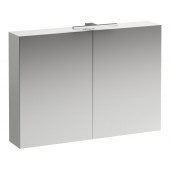 LAUFEN BASE zrcadlová skříňka 100x70x18,5 cm, osvětlení, s vypínačem a el. zásuvkou, MDF, lesklá bílá