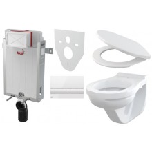 ALCA AM115/1000 5v1 komplet pro WC, ovládací tlačítko, izolační deska, WC, sedátko