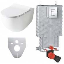 ARTCERAM FILE 2.0 závěsné WC 370x530x370mm, sedátko FILE 2.0, UNISET předstěnový modul, ovládací deska COSMO, pro zazdění, bílá/chrom