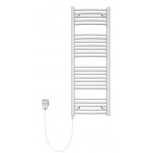 KORADO KORALUX RONDO COMFORT - E koupelnový radiátor 900/450, tyč vlevo ze skříně/zásuvky, bílá RAL9016