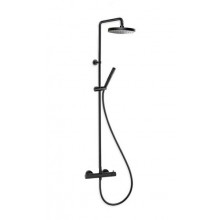 CRISTINA TRICOLORE VERDE sprchový set s termostatickou baterií, horní sprcha, ruční sprcha, tyč, hadice, matná černá 