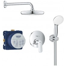 GROHE EUROSMART COSMOPOLITAN sprchový set s termostatickou podomítkovou baterií, hlavová sprcha, ruční sprcha se 2 proudy, hadice, držák, chrom