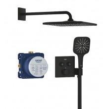 GROHE GROHTHERM SMARTCONTROL sprchový set s termostatickou podomítkovou baterií, horní sprcha, ruční sprcha se 3 proudy, hadice, držák, Water Saving, phantom black