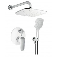 NOVASERVIS NOBLESS TINA sprchový set s podomítkovou baterií, hlavová sprcha, ruční sprcha, hadice, držák, bílá/chrom