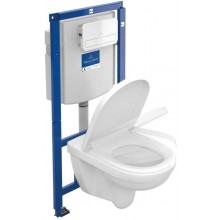 VILLEROY & BOCH O.NOVO combi-pack závěsný klozet O.Novo 360x560mm s WC sedátkem O.Novo, nádržkou a ovládací deskou, vodorovný odpad, bílá Alpin