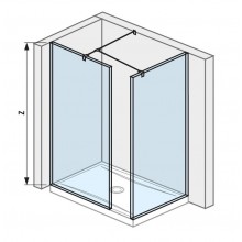 JIKA CUBITO PURE walk-in do rohu, 1 stěna 68,4x200 cm, 1 stěna 78,4x200 cm, stříbrná/transparentní sklo
