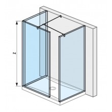 JIKA CUBITO PURE walk-in do prostoru, 2 stěny 694×200 cm, 1 stěna 884x200 cm, stříbrná/transparentní sklo