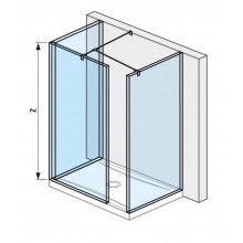 JIKA CUBITO PURE walk-in do prostoru, 2 stěny 784×200 cm, 1 stěna 794x200 cm, stříbrná/transparentní sklo
