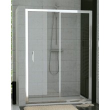 SANSWISS TOP LINE TOPS2 sprchové dveře 1400x1900mm, jednodílné posuvné s pevnou stěnou v rovině, bílá/sklo Durlux