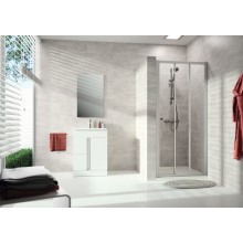 CONCEPT 100 NEW sprchové dveře 800x1900mm posuvné, 2-dílné, s pevným segmentem, stříbrná matná/čiré sklo s AP