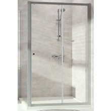 CONCEPT 100 NEW sprchové dveře 1400x1900mm posuvné, 1-dílné, s pevným segmentem, stříbrná matná/čiré sklo s AP