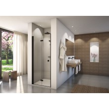 CONCEPT 200 CONF1 sprchové dveře 750x2000mm dvoudílné, skládací, panty vlevo, černá/čiré sklo concept-clean