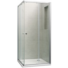 CONCEPT 100 sprchový kout 90x90 cm, rohový vstup, posuvné dveře, stříbrná matná/sklo čiré