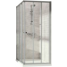 CONCEPT 100 sprchový kout 80x80 cm, rohový vstup, posuvné dveře, 6-dílný, stříbrná pololesklá/sklo čiré