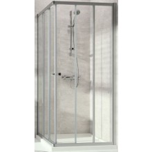 CONCEPT 100 sprchový kout 90x90 cm, rohový vstup, posuvné dveře, 6-dílný, stříbrná pololesklá/čiré sklo AP