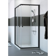CONCEPT 100 BLACK EDITION sprchový kout 100x100 cm, rohový vstup, posuvné dveře, černá/sklo čiré