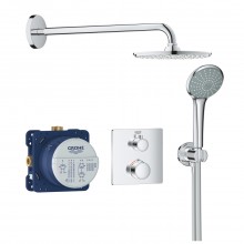 GROHE GROHTHERM sprchový set s podomítkovou termostatickou baterií, horní sprcha, ruční sprcha, hadice, držák, chrom