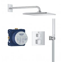GROHE GROHTHERM CUBE sprchový set s podomítkovou termostatickou baterií, horní sprcha, ruční sprcha, hadice, držák, chrom