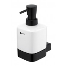 NIMCO KIBO dávkovač tekutého mýdla 320 ml, nástěnný, keramika, černá/bílá