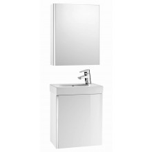 ROCA PACK MINI nábytková sestava 45x57,5x25 cm, skříňka s umyvadlem a zrcadlovou skříňkou, lesklá bílá