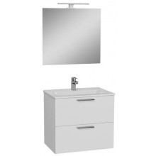 EASY PLUS nábytková sestava 795x408x595mm, skříňka se 2 zásuvkami, umyvadlo, zrcadlo a LED osvětlení, bílá