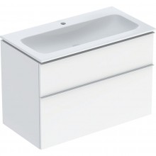 GEBERIT ICON skříňka s umyvadlem 900x480x630mm, závěsná, 2 zásuvky, úchytka matná bílá, KeraTect, bílá vysoký lesk