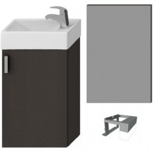 JIKA PETIT nábytková sestava 386x221x585mm, skříňka s umývatkem, zrcadlo, osvětlení, šedá/šedá