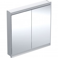 GEBERIT ONE zrcadlová skříňka vestavná 90x90x15 cm, osvětlení s regulací stmívání a teploty světla, s vypínačem a el. zásuvkou, Bluetooth, eloxovaný hliník