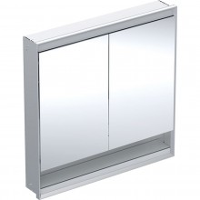 GEBERIT ONE zrcadlová skříňka vestavná 90x90x15 cm, osvětlení s regulací stmívání a teploty světla, s vypínačem a el. zásuvkou, Bluetooth, eloxovaný hliník
