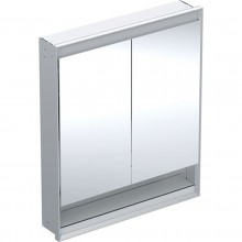 GEBERIT ONE zrcadlová skříňka vestavná 75x90x15 cm, osvětlení s regulací stmívání a teploty světla, s vypínačem a el. zásuvkou, Bluetooth, eloxovaný hliník