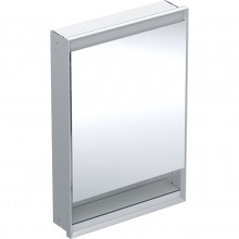 GEBERIT ONE zrcadlová skříňka vestavná 60x90x15 cm, osvětlení s regulací stmívání a teploty světla, s vypínačem a el. zásuvkou, Bluetooth, panty vlevo, eloxovaný hliník