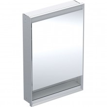 GEBERIT ONE zrcadlová skříňka vestavná 60x90x15 cm, osvětlení s regulací stmívání a teploty světla, s vypínačem a el. zásuvkou, Bluetooth, panty vpravo, eloxovaný hliník