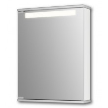 JOKEY CENTO 50 LS zrcadlová skříňka 50x65x14 cm, osvětlení, s vypínačem a el. zásuvkou, MDF/dřevo, aluminium/bílá